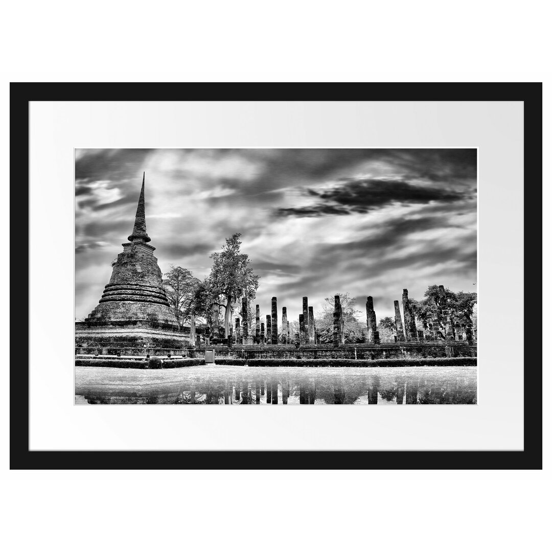 Gerahmtes Poster Buddha Tempel im Sonnenuntergang