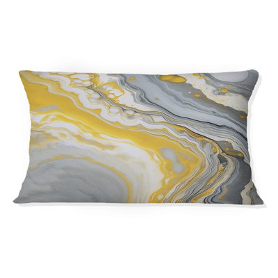 Coussin décoratif à imprimé abstrait gris gris et marbre