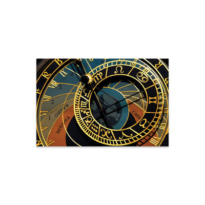 " Czech Republic, Prague. Close-up of astronomical clock in Old Town Square. " Print
