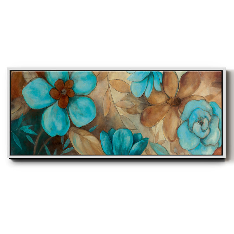 Garden Blues I- Framed Canvas, 24" H x 60" W