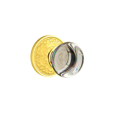 Ensemble de faux boutons Emtek avec rosette Lancaster et bouton en verre Providence