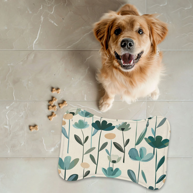Élégant motif de menthe - 1 tapis d'alimentation en forme d'os