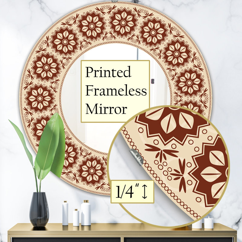 Miroir mural bohème et éclectique, H 23,6 po x l 23,6 po