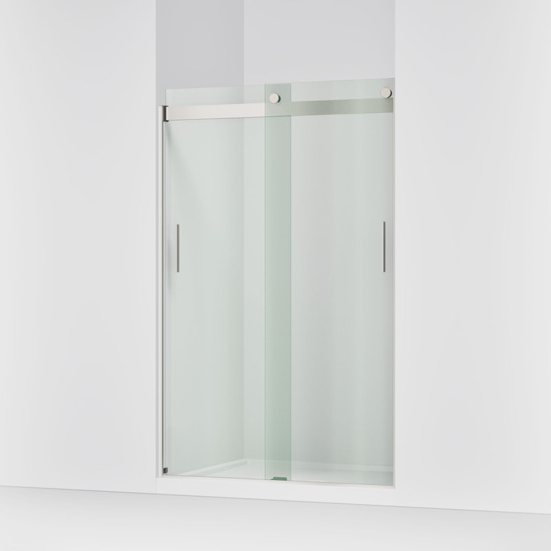 Porte de douche à dérivation 47,58 po x 74 po Levity avec technologie CleanCoat, Cristal transparent, Nickel mat
