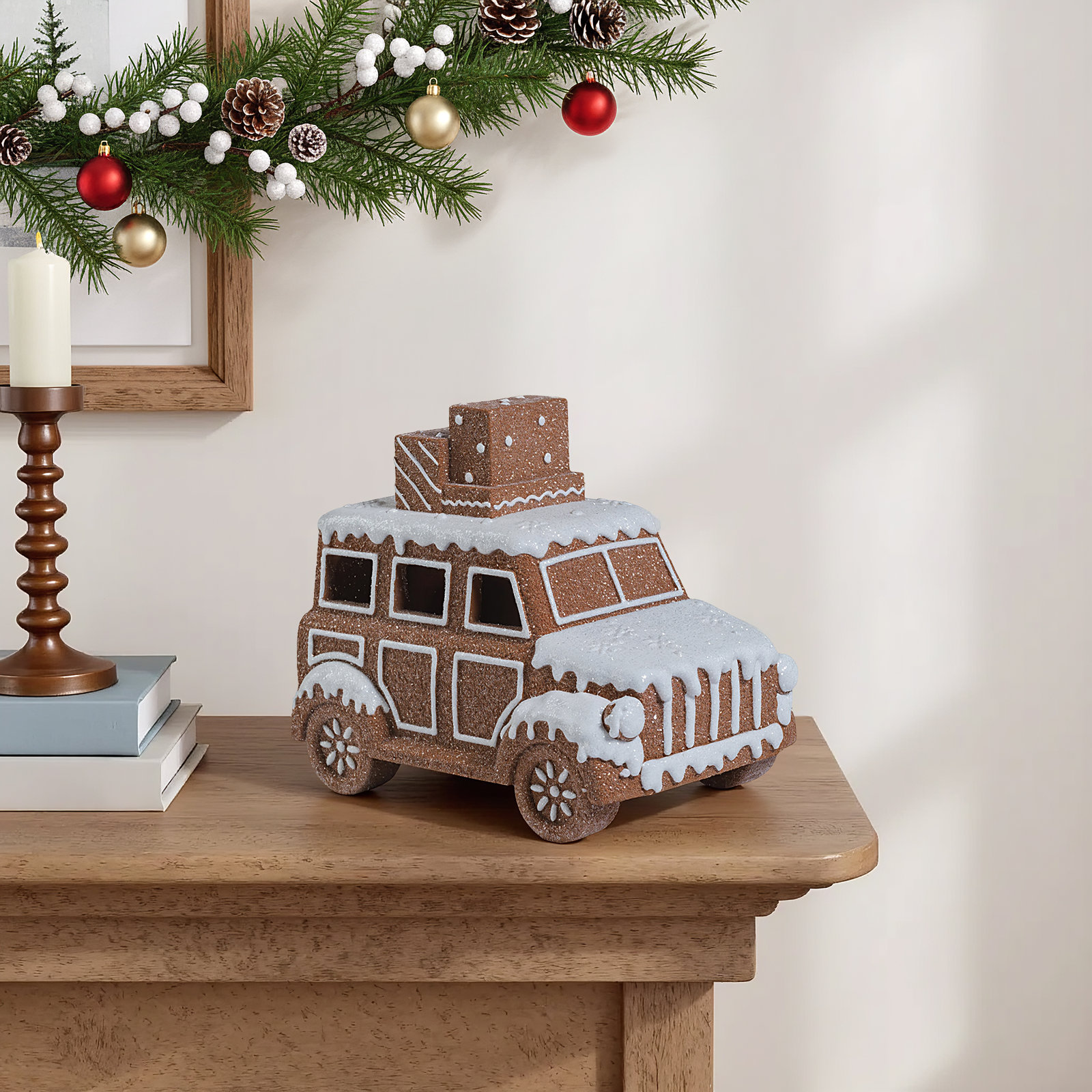 LED Holiday Gingerbread Car
