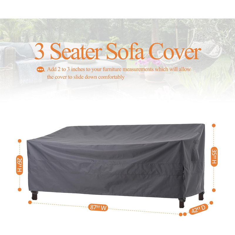 Premium Waterproof Outdoor Patio Sofa Cover: Latest Rip-Stop Fabric, 3-Year Warranty, 35" H x 87" W x 42" D, Gray