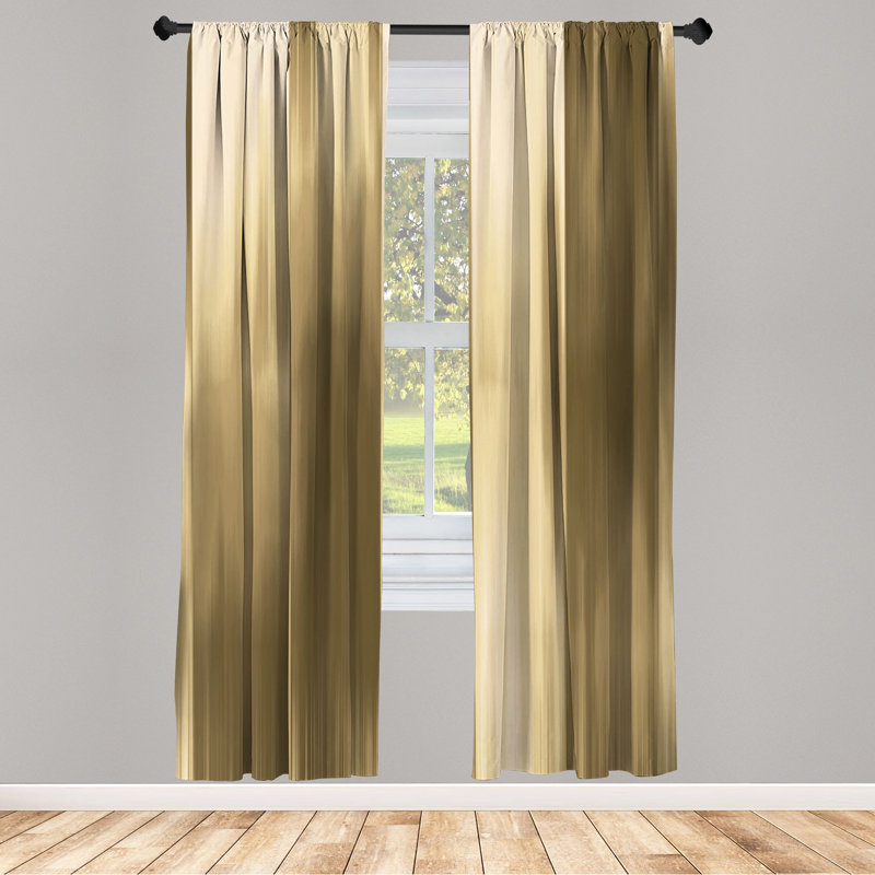 Microfiber Floral Semi-Sheer Rod Pocket Curtain Panels, 28" W x 63" L, Beige