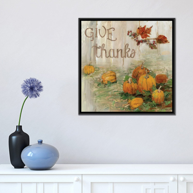 «Pumpkin Patch III» par Sally Swatland, reproduction d'art sur toile tendue, H 18 po x l 18 po x P 1,5 po, Pas de tapis