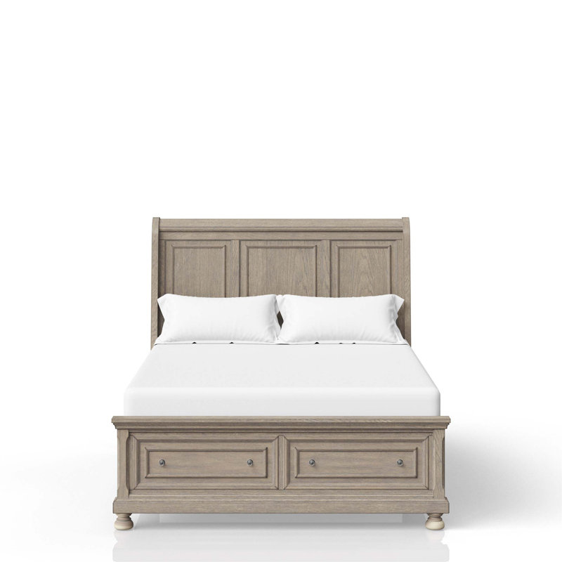 Lit de rangement gris antique avec deux tiroirs spacieux, conception transitionnelle pour les intérieurs modernes et classiques