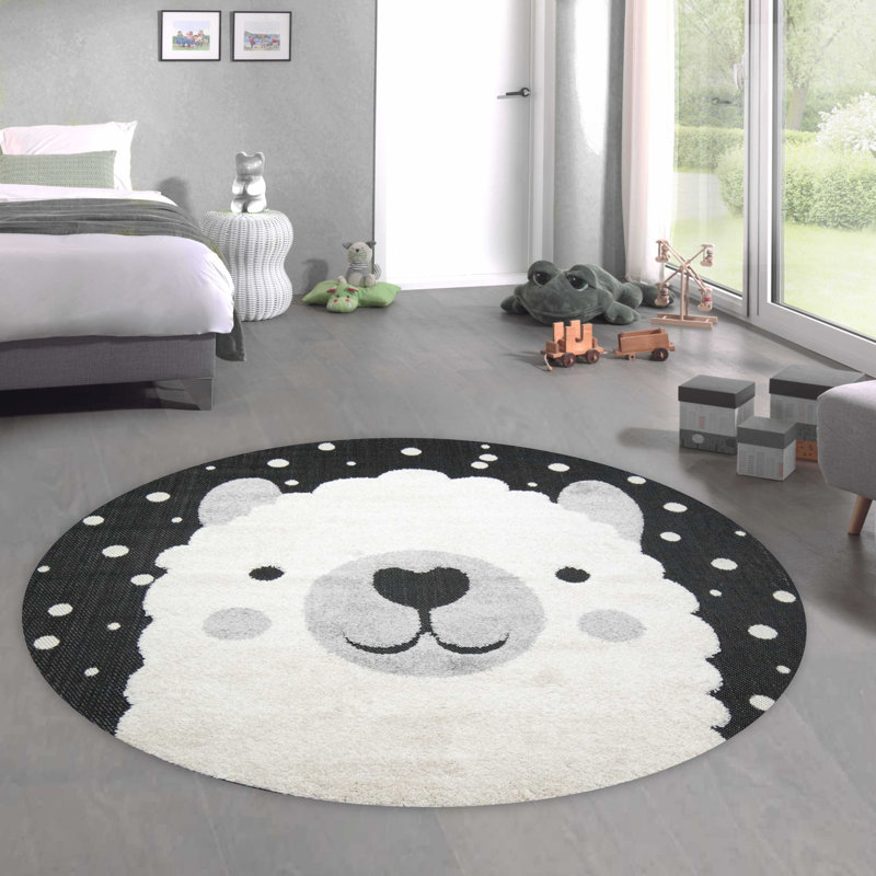 Teppich Courtdale in Grau/Schwarz/Weiß, Round 200cm
