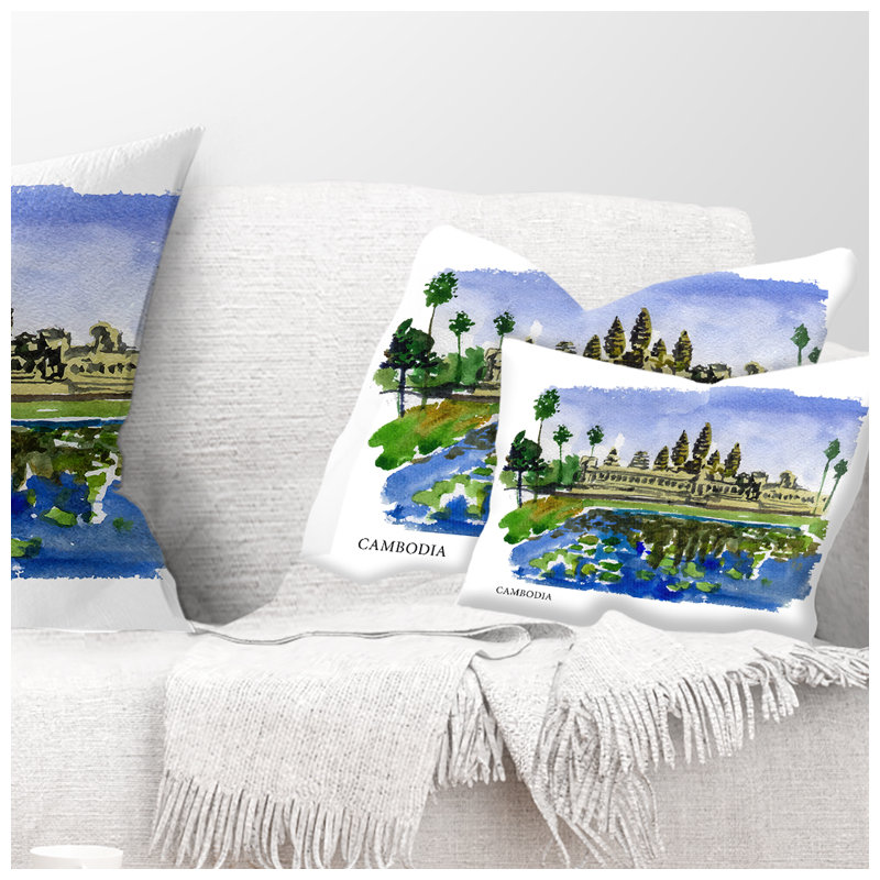 Coussin lombaire à vecteur cityscape cambodge