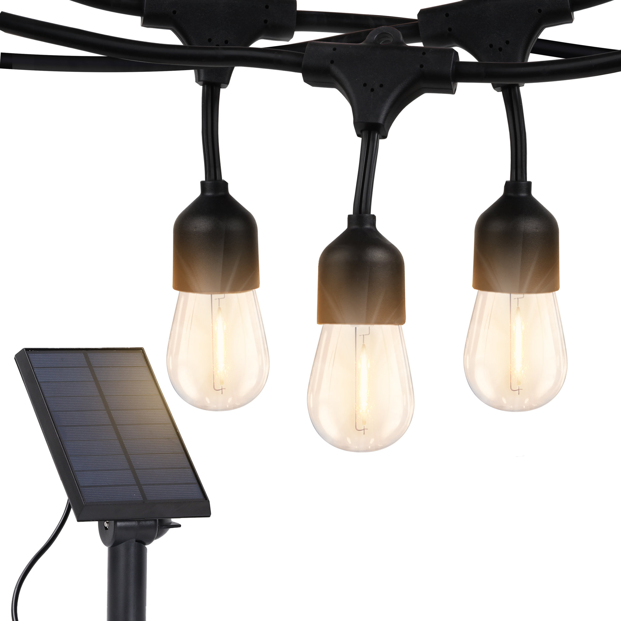 Outdoor Solar LED 2-Watt S14 2700K Warm White Bulb String Lights