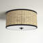 Nakuv 3 - Light Rattan and Velvet 15.75'' Flush Mount