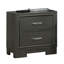 Table de chevet 23 pouces Aliso, 2 tiroirs, pieds de support, bois massif, gris foncé