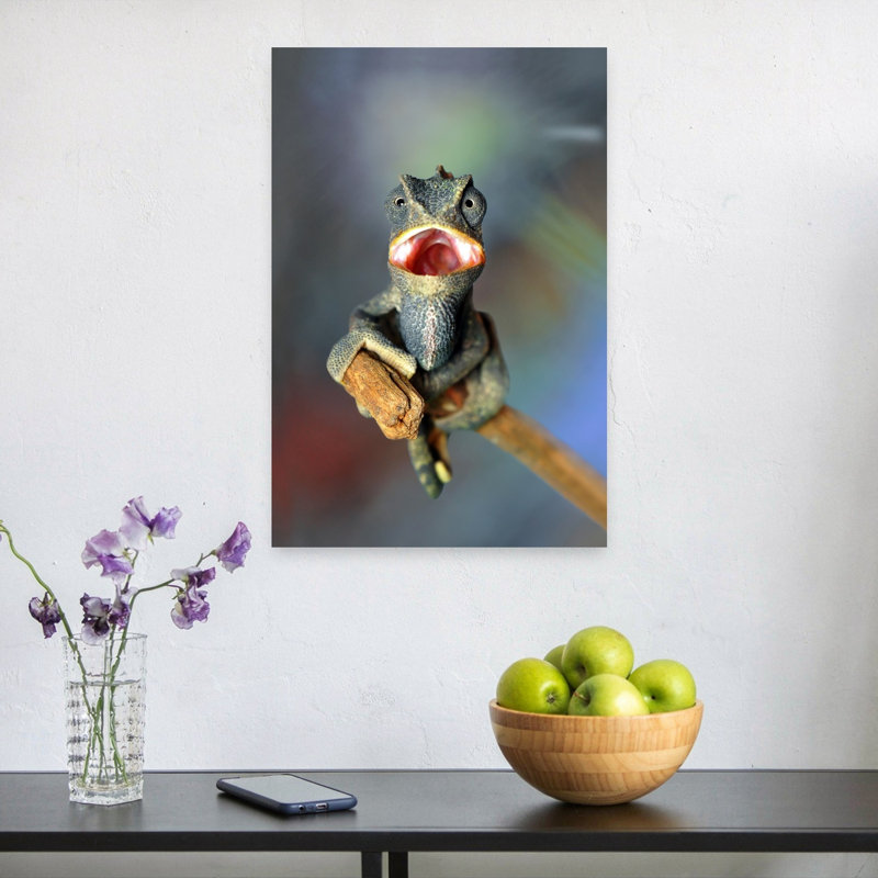 Surprised Chameleon Yawn Lizard Architecture Tropical Wall Art Print by Mustafa Ozturk - Print, 60.96cm H x 40.64cm W