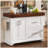 K&K 53" Large Kitchen Island with 3.5" Thick Desktop, Spice and Towel Racks, Rolling Kitchen Island with Storage on 5 Wheels, 2 Extra-large Drawers, for Home, Kitchen, Dining Room, White-942695129