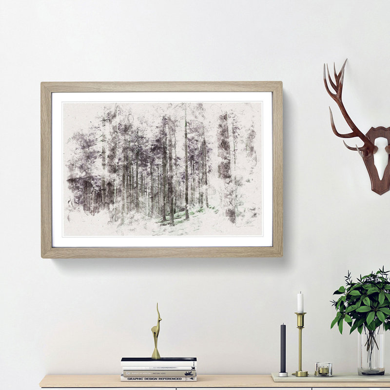 Pretty Forest - Framed Print, 45cm H x 63cm W x 2cm D, Oak Framed