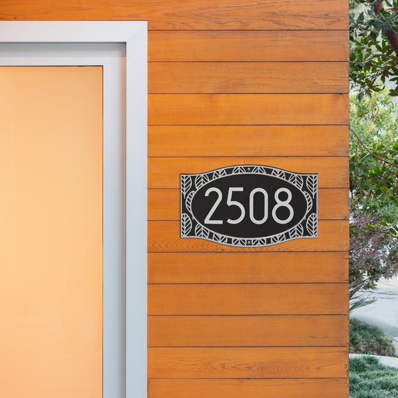 Frond Neohaus 1-Line Personalized Wall Address Plaque, Black/Silver, Yes