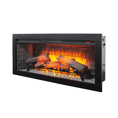 42 Inch Infrared Electric Fireplace With Removable Trim Kit, Double Features Arrangement, 1500w Heating Power, Adjustable Ember Bed Brightness /ul Certification, 5018 Per Hour Heating, 2 Installation