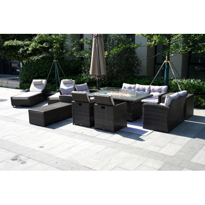 11 - Person Patio Conversation Set with Cushions