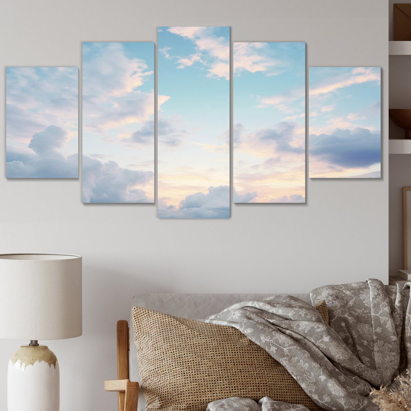 «White Sky Pure Elegance I», impression sur toile - 5 panneaux