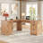 67'' Farmhouse L Shaped Desk with Drawers, Home office Corner Computer Desk with File Storage and Charging Station-897145225