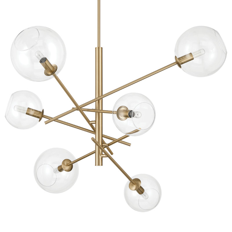 Hunter Farling 6 Light Chandelier Ceiling Light Fixture, Gold