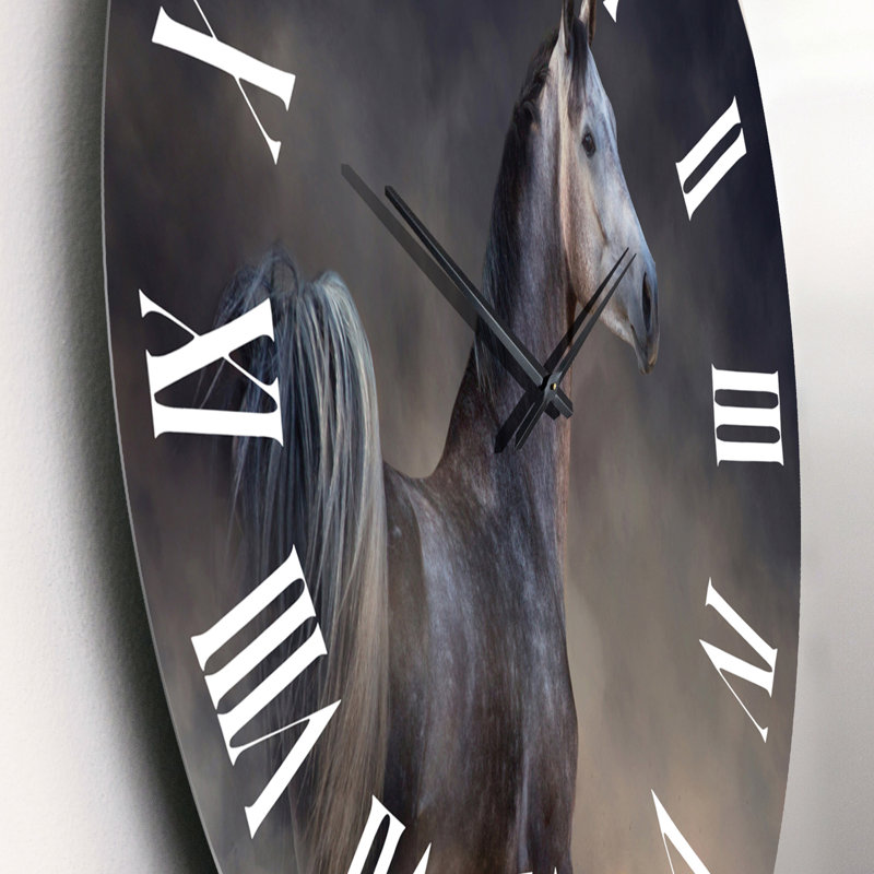 Horloge murale traditionnelle «Gray Arabian Horse Run Free on Desert Dust», Petit