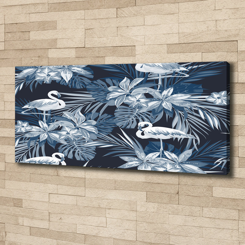 Flamingos And Plants - Print, Canvas, 50cm H x 125cm W x 2cm D