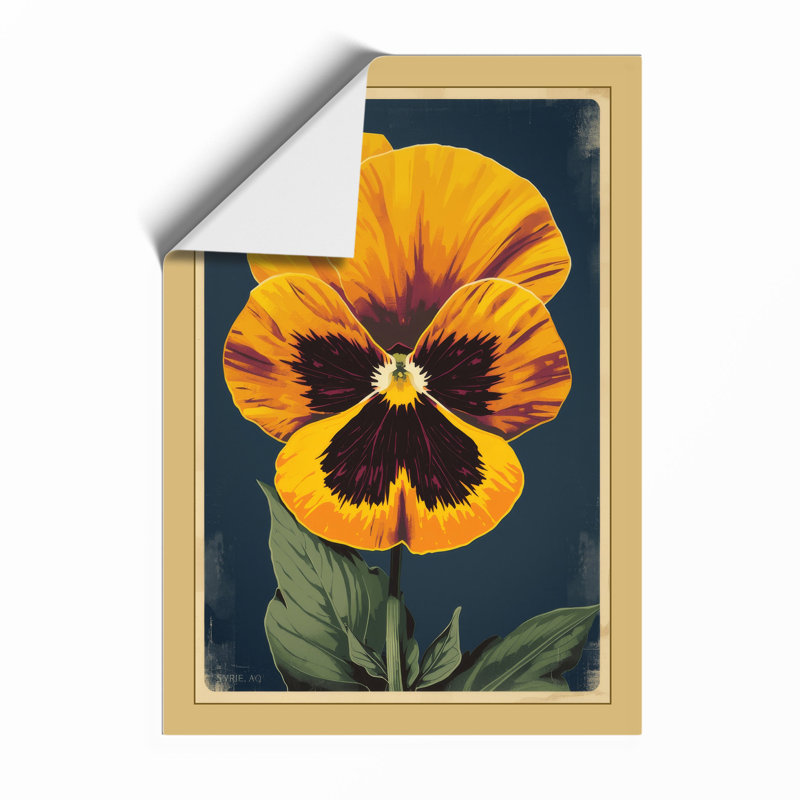 Single Pansy In Gold Botanical - Print, Unframed, A3 - 42.0 x 29.7 cm