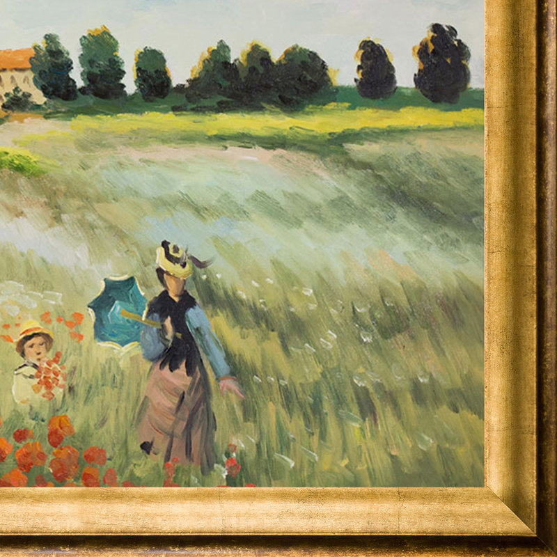 «Poppy Field in Argenteuil» par Claude Monet - reproduction d'art sur toile, H 35 po x l 45 po x P 2 po, Or athénien