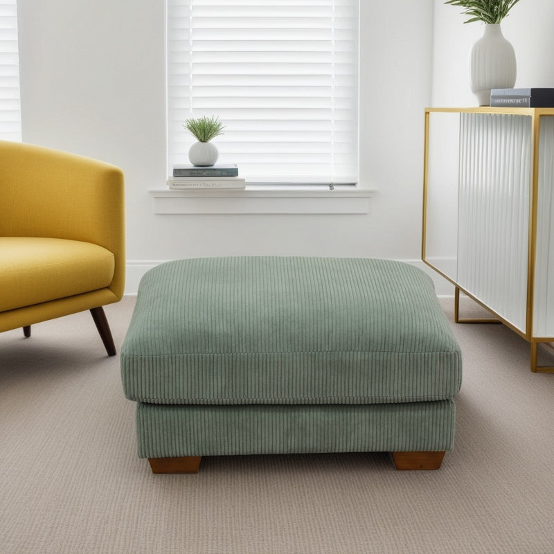 Repose-pieds de salon en velours côtelé de 37 po de largeur, Velours côtelé vert