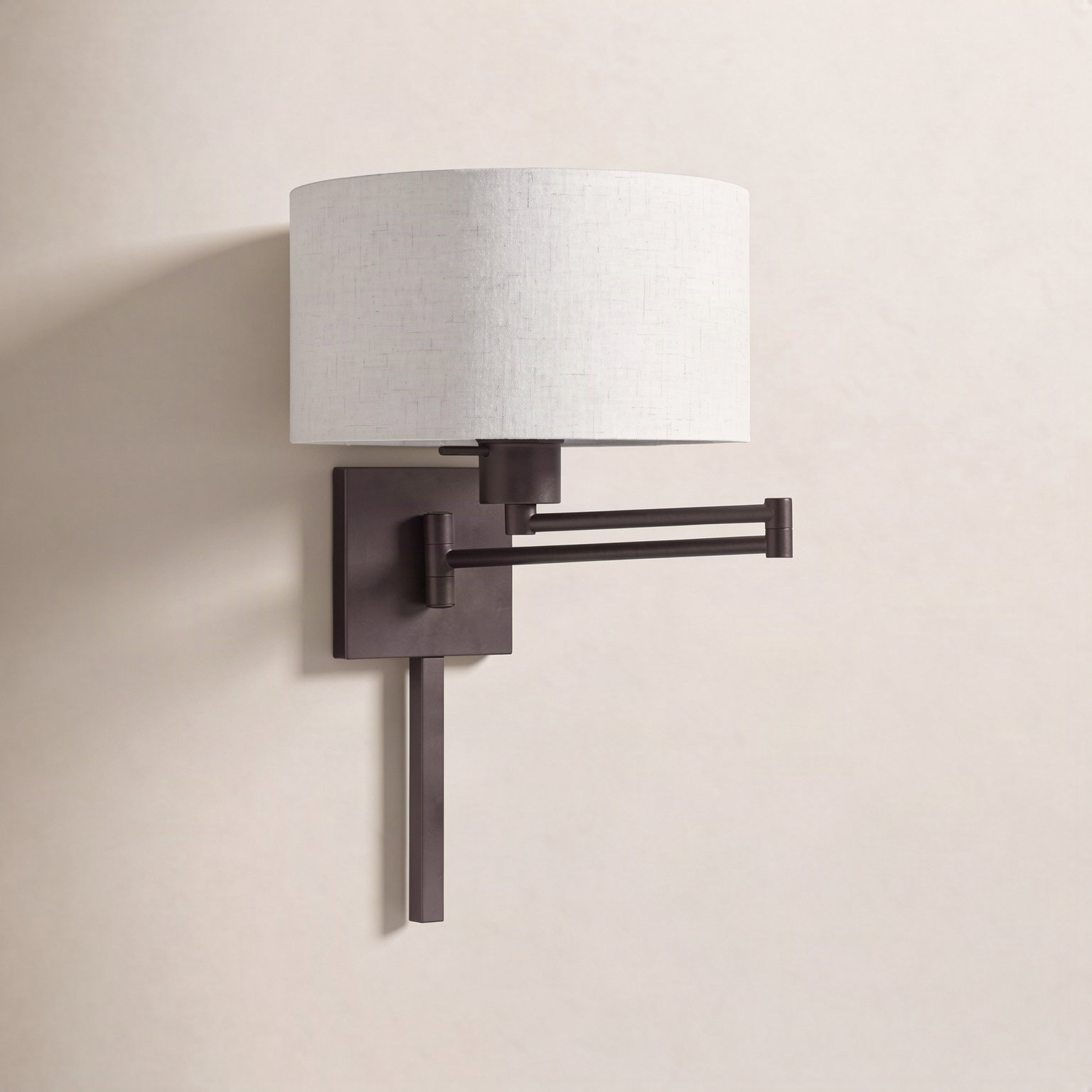 Kevyn Single Light Dimmable Swing Arm Sconce, Bronze, Oatmeal