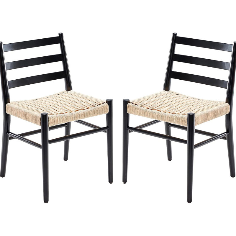 Chaises de salle à manger, siège en corde tissée avec structure en métal robuste, chaises de salle à manger modernes Mid-Century pour la cuisine, le salon, le restaurant