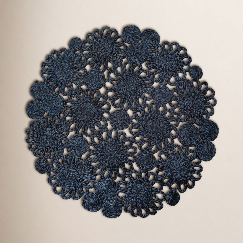 Bladwell Jute Round Placemat, Navy