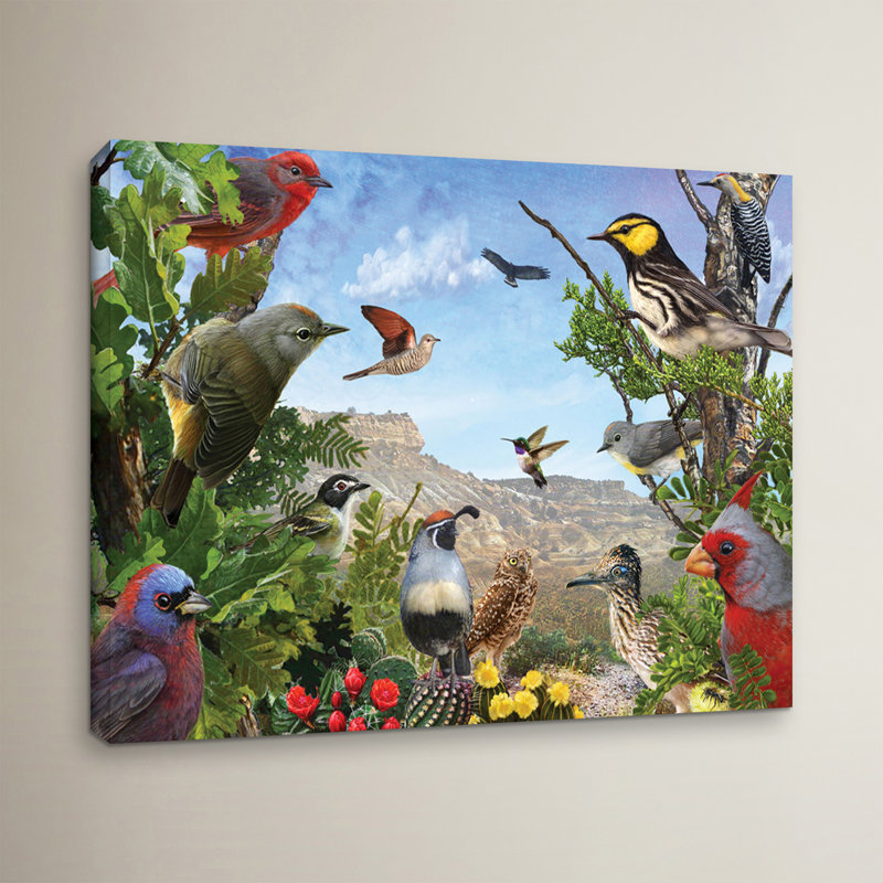 « texas oiseaux », impression sur toile tendue, H 18 po x l 24 po x P 2 po