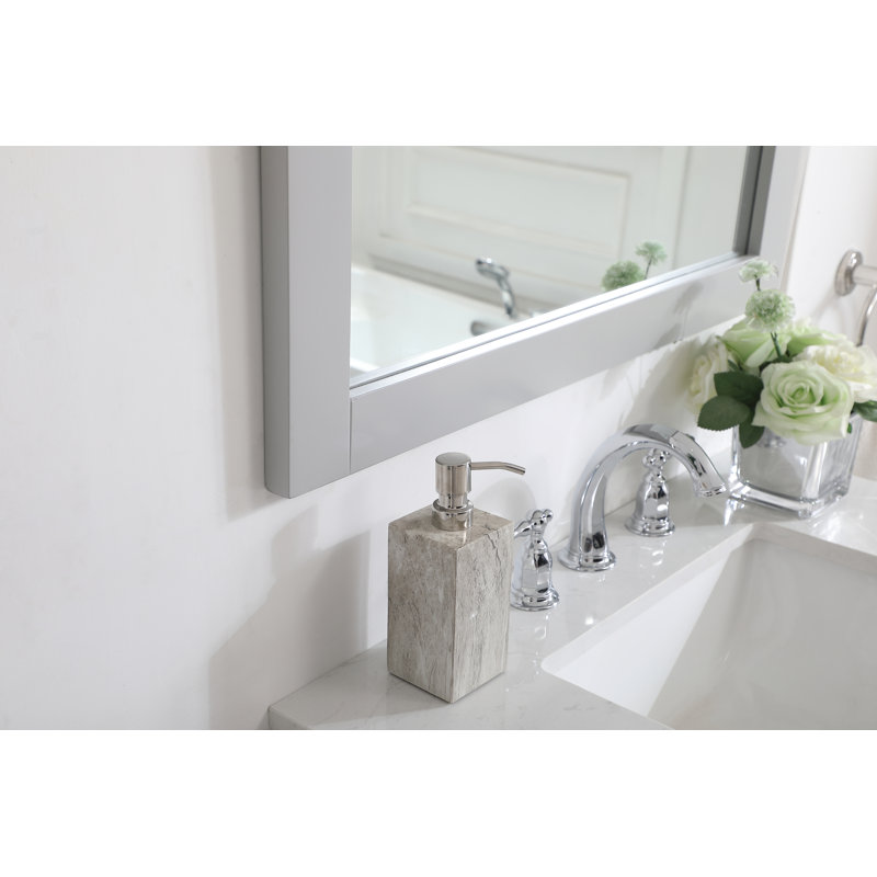 Miroir de salle de bain moderne et contemporain Metcalfe, 36 po x 30 po, gris
