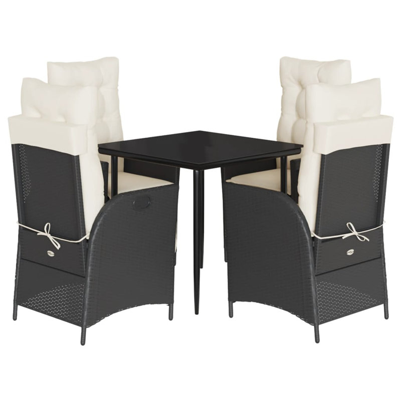 Ensemble de salle à manger de jardin d'extérieur noir et blanc crème de style contemporain
