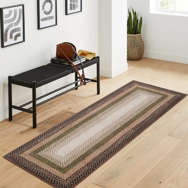 Machine Washable Rug for Living Room Braided Print Non-Slip Area Rug Stain Resistant Carpet for Dining Room Bedroom Nursery Office