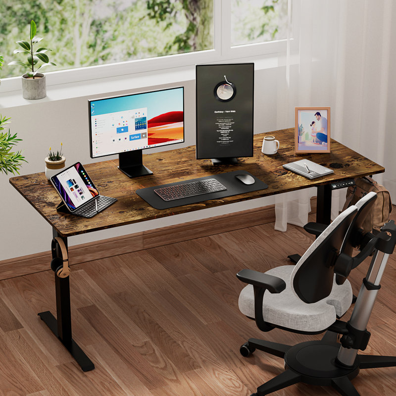 Bureau debout pour bureau à hauteur réglable, Brun / Noir, L 55 po x P 24 po