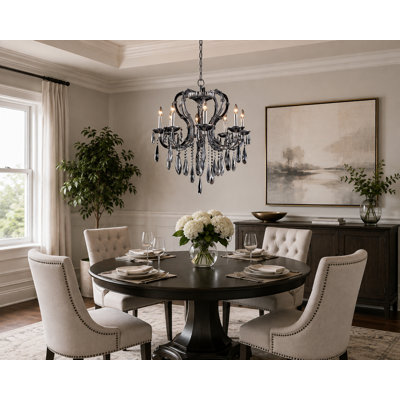 Lustre en cristal fumé 8 lumières Transitional