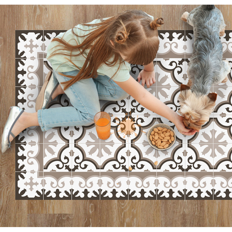Eliezar Vinyl Machine Printed Area Rug, Rectangle 2'7.5" x 4'11.1"