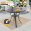Ensemble de salle à manger d'extérieur rond de 78 cm (30,71 po) avec trou pour parasol, 2 chaises empilables, coussins rouges, ensemble 3 pièces