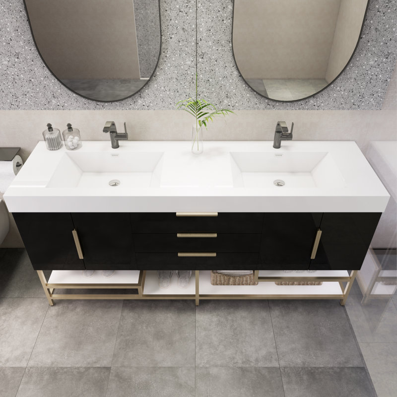 Ensemble de meuble-lavabo double 72 po Edgemont, Noir très lustré