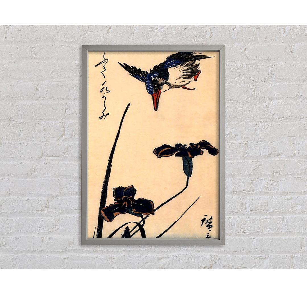 Hiroshige Eisvogel und Lilien 2 - Einzelner Bilderrahmen Kunstdrucke auf Leinwand