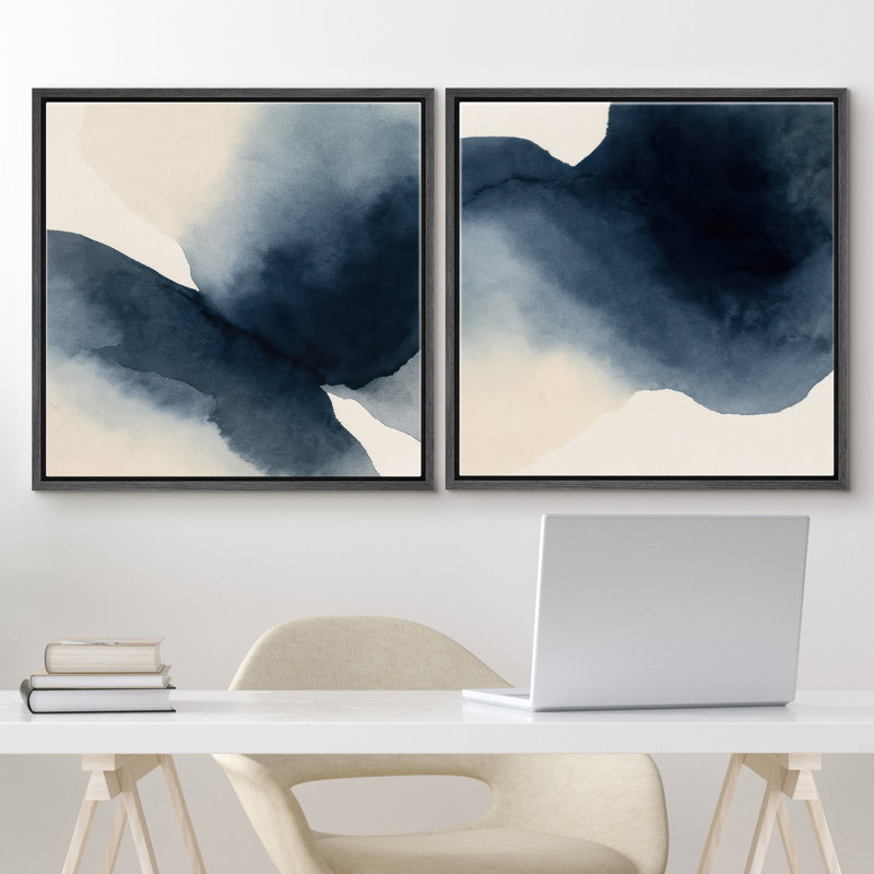 2 pièces, reproduction d'art sur toile encadrée pour une décoration moderne, H 16 po x l 16 po, Cadre flottant noir