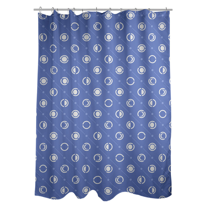 Rideau de douche à phases simples classic moon Noira Gothard, Blanc / Bleu