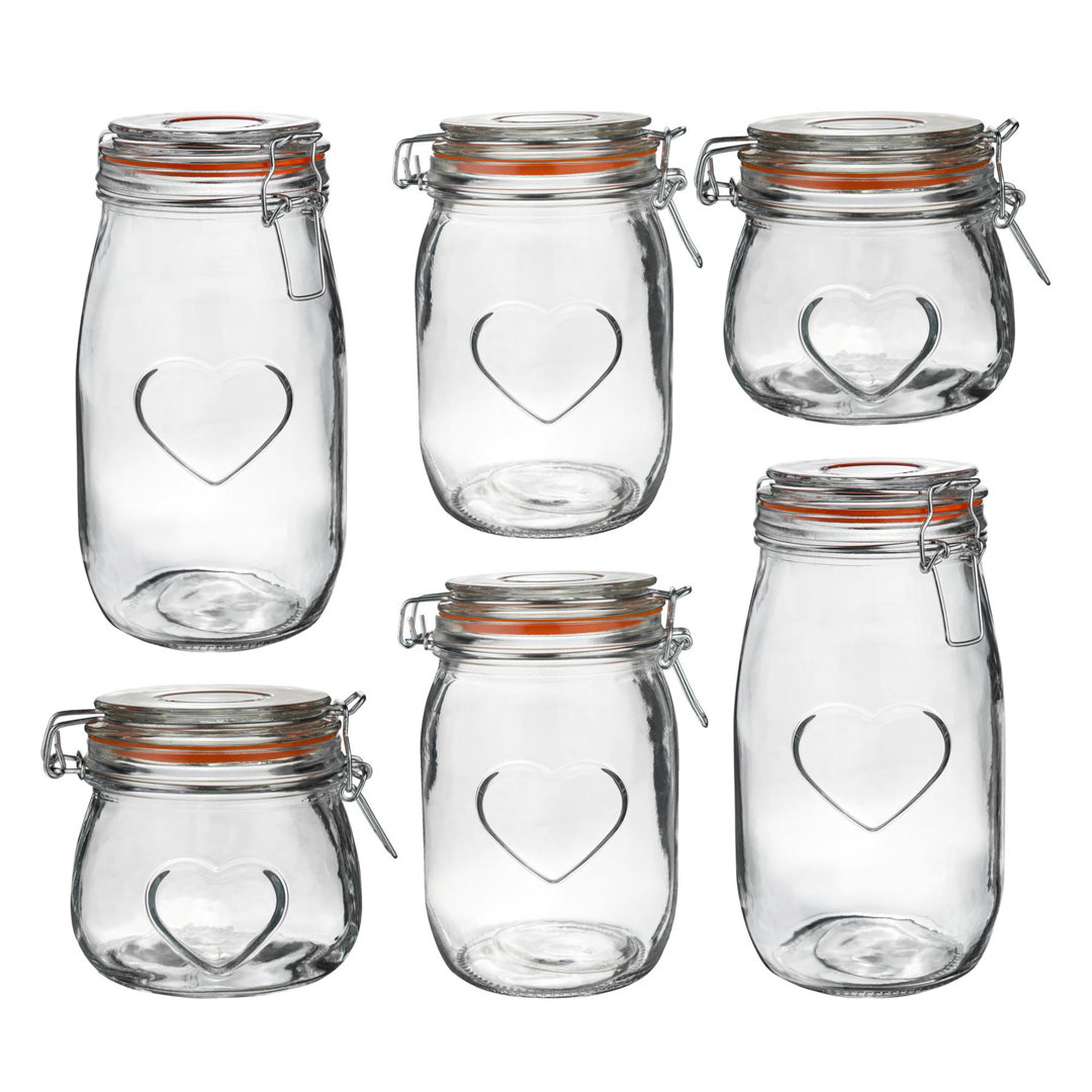 Nicola Spring - Heart Glass Storage Jars - 3 Sizes