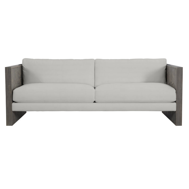 Madura 85.5" Wide Outdoor Teak Patio Sofa with Cushions, Light Grey Vinyl 6503-010