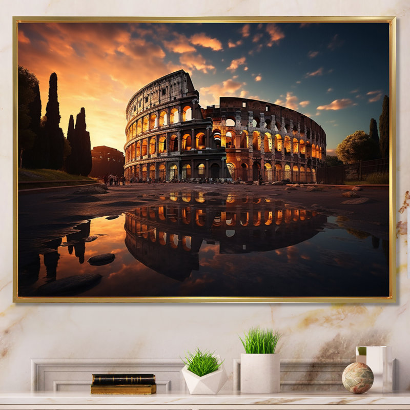 Italy Colosseum Colosseo - Italy Canvas Prints, 24" H x 32" W, Cadre flottant doré